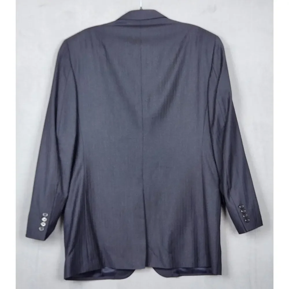 JOS A BANK Suit Jacket Mens 42L Blue Navy Herringbone Career Wedding 100% Wool